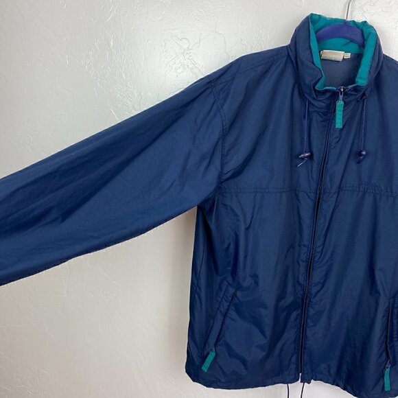 L.L. Bean Vintage Full Zip Windbreaker Navy Teal Men's Large Tall - Picture 2 of 7